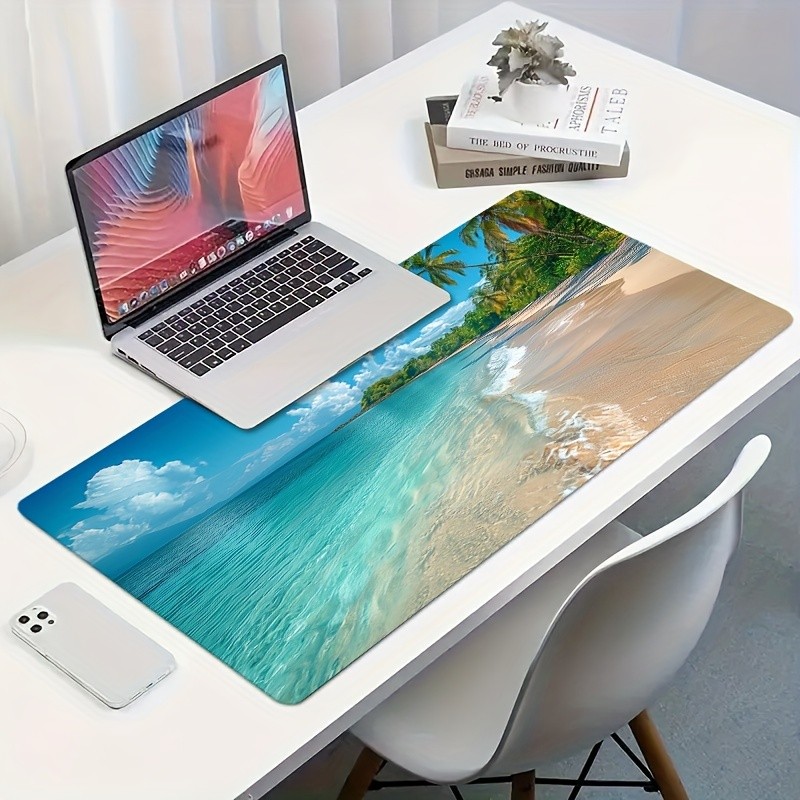 Summer Beach Scene Extra-Large Mouse Pad - Non-Slip, Washable Desk Mat for Gam