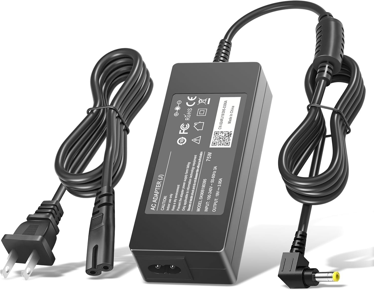 Replacement 19V Charger for HP Pavilion & EliteDisplay Monitors – AC Power Cord
