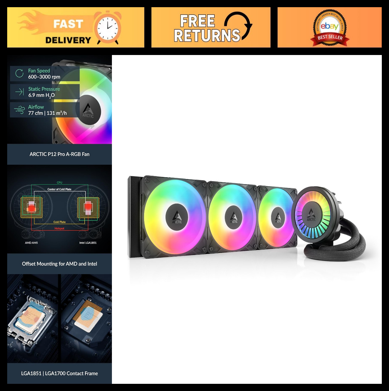 High-Performance 360mm AIO CPU Cooler - Liquid Freezer III Pro, RGB Water Coolin