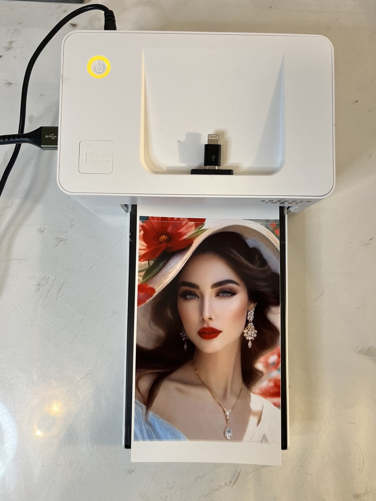 Sharper Image Smartphone Photo Printer 206589 Tested/ Works Needs Power Supply