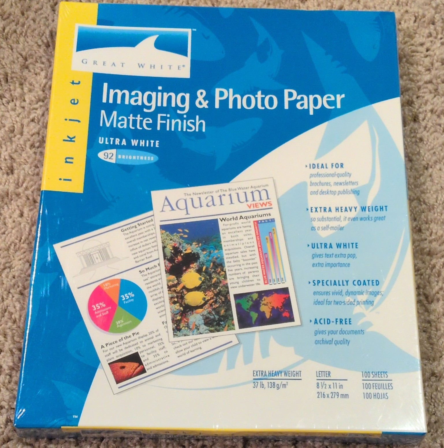 Great White Imaging & Photo Matte Inkjet Photo Paper 8.5x11 White 100 Sheets