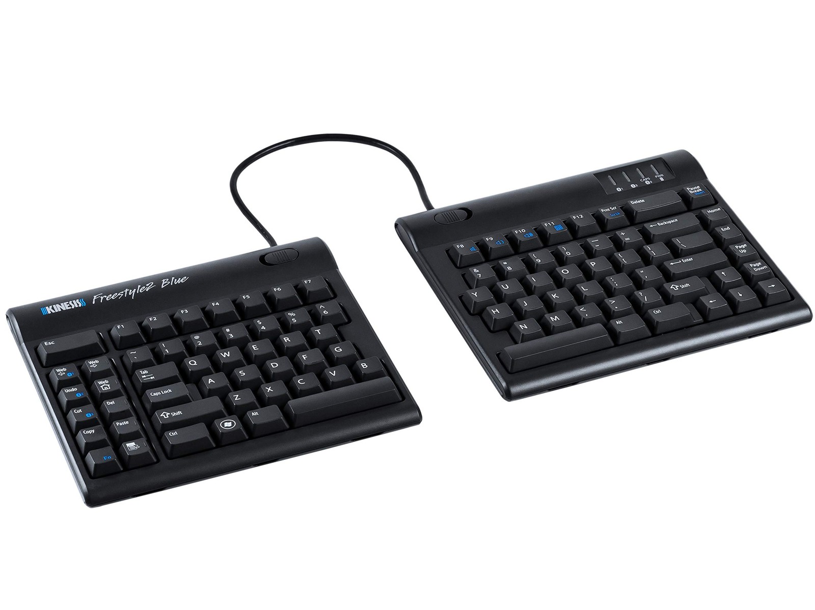 KINESIS Freestyle2 Blue Wireless Ergonomic Keyboard for PC (9" Dark Gray