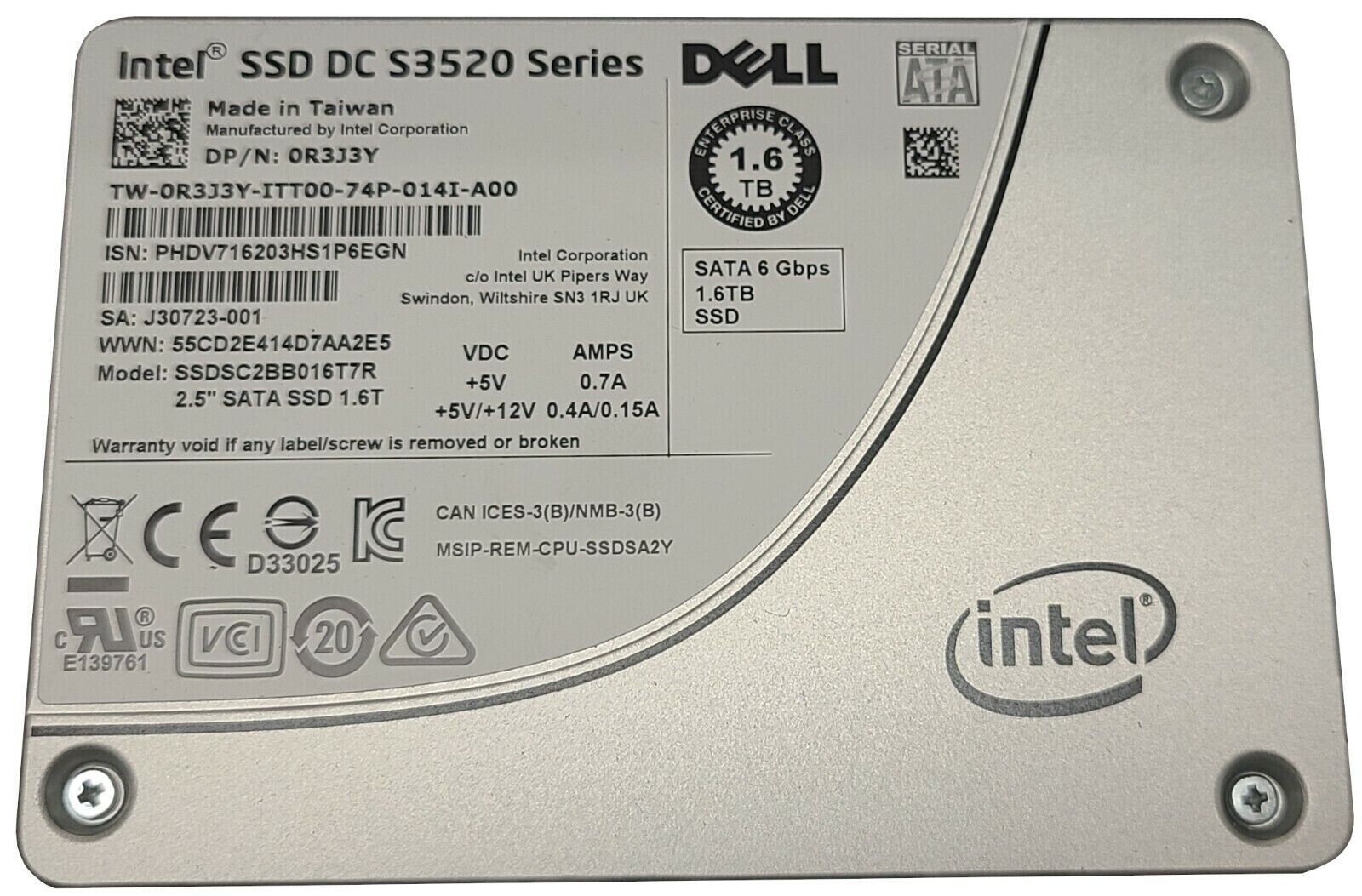 Dell R3J3Y 1.6TB 2.5