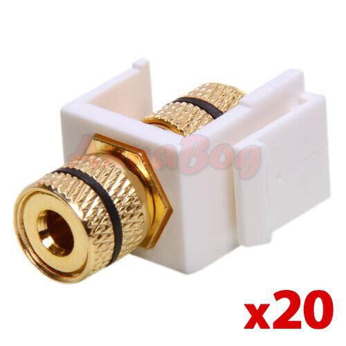 20PCS Banana Audio Keystone Jack Black Ring Speaker Cable Coupler for Wall Plate