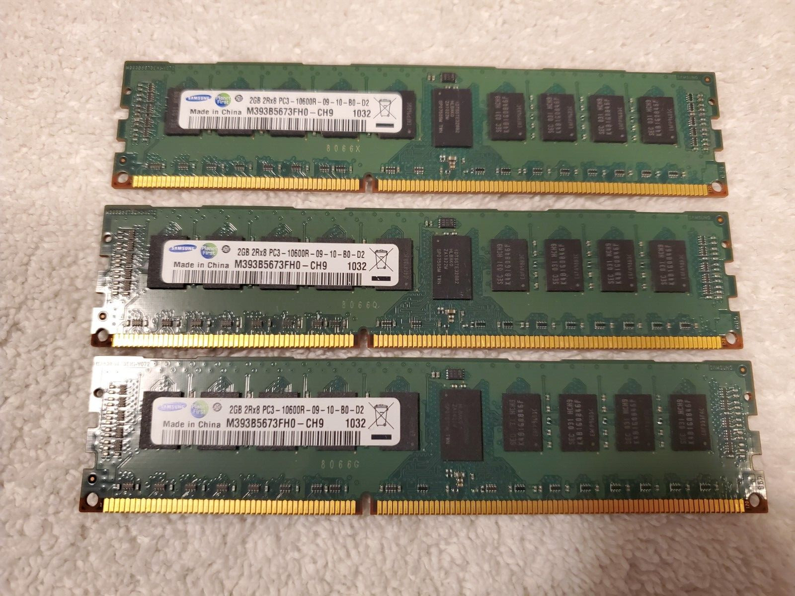 (3x) Samsung - 2gb - PC3-10600R DDR3 DIMM - Memory Ram - Desktop PC