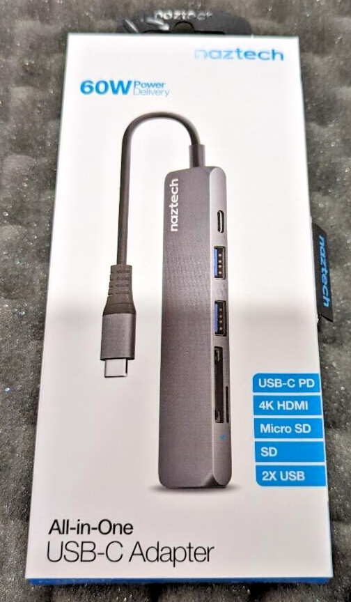 Naztech All-In-One USB-C PD, 4k HDMI, Micro SD, 2xUSB, 60W, 5Gbps Adapter Hub