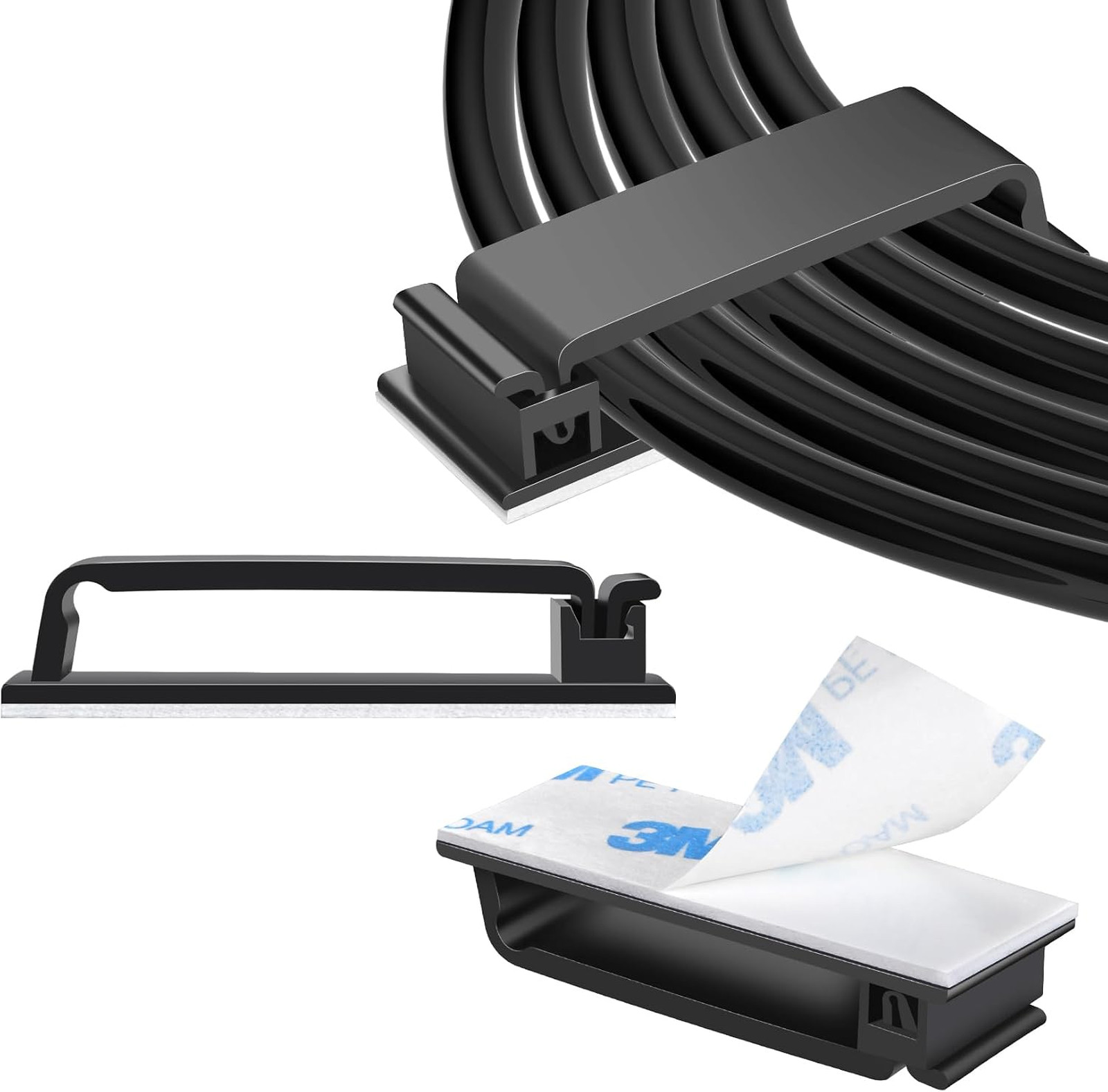 Self Adhesive Cable Clips 50 Pack Black Wire Organizer Cord Holder for Desk Wall