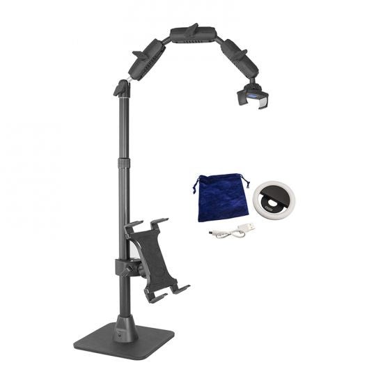 ARKON RCBTABLED Phone Holder Adjustable Overhead Arm Cell Phone w/ Ring Light