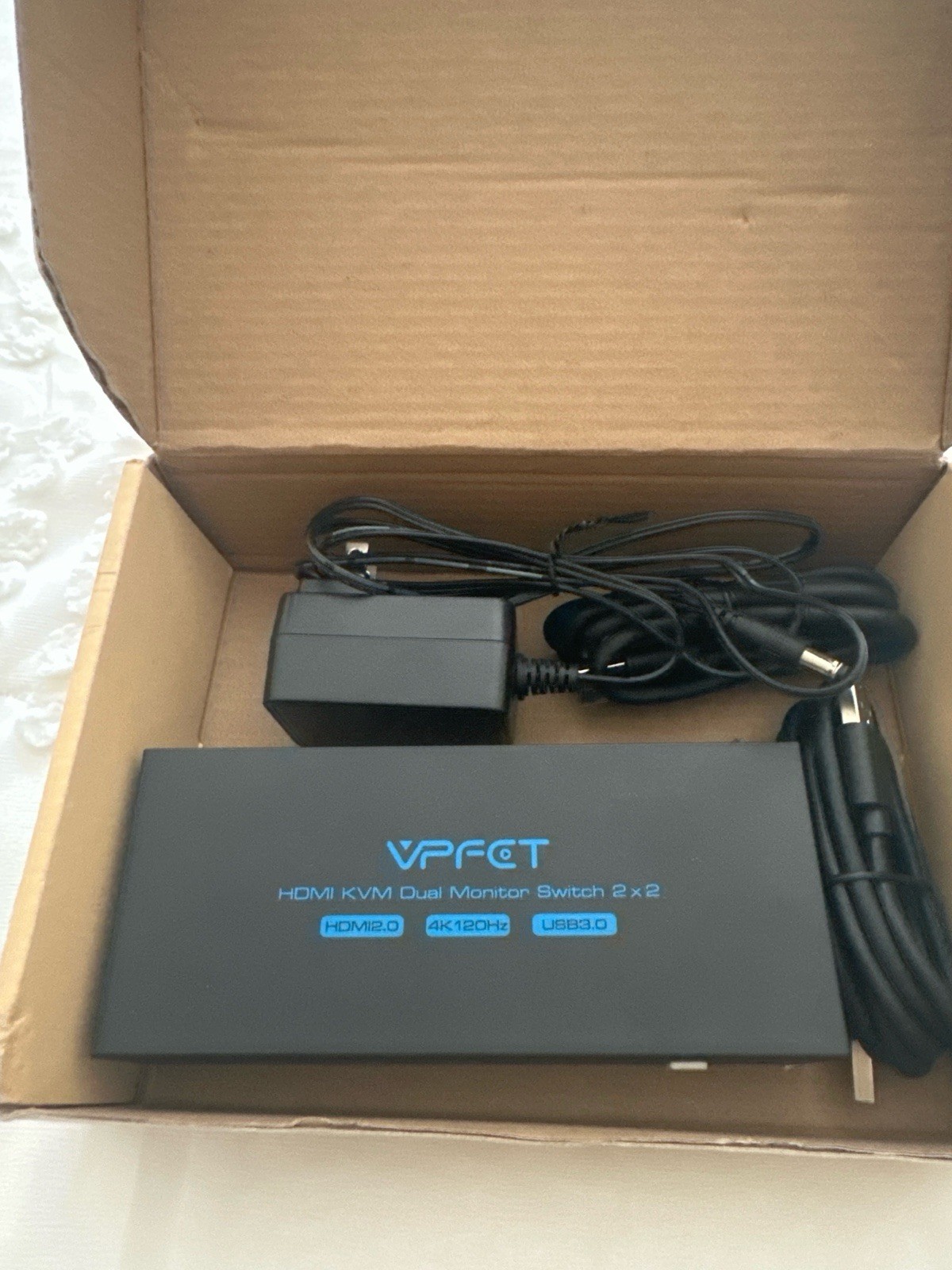 VPFCT HDMI KVM Dual Monitor Switch 2x2 4K 120Hz USB 3.0 Extender Box