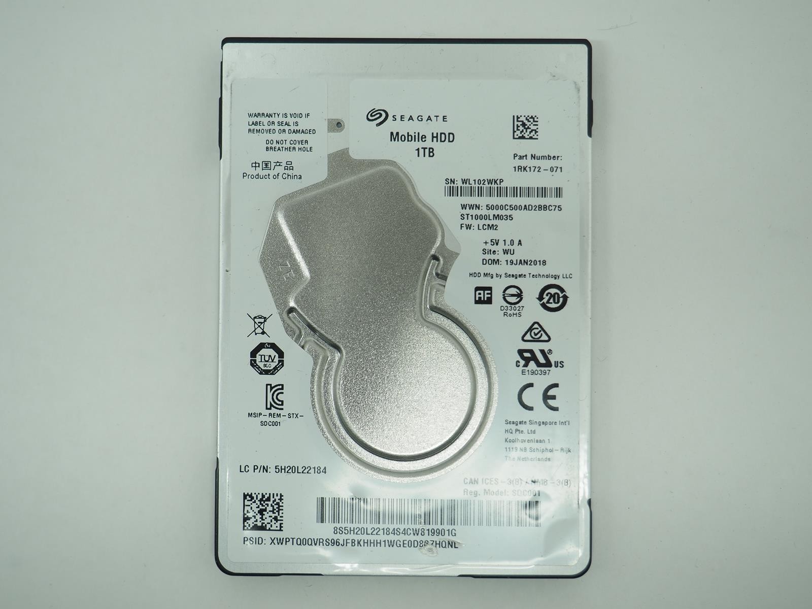 Seagate 1TB 2.5" Hard Drive SATA 5400 RPM HDD Tested, Wiped - ST1000LM035