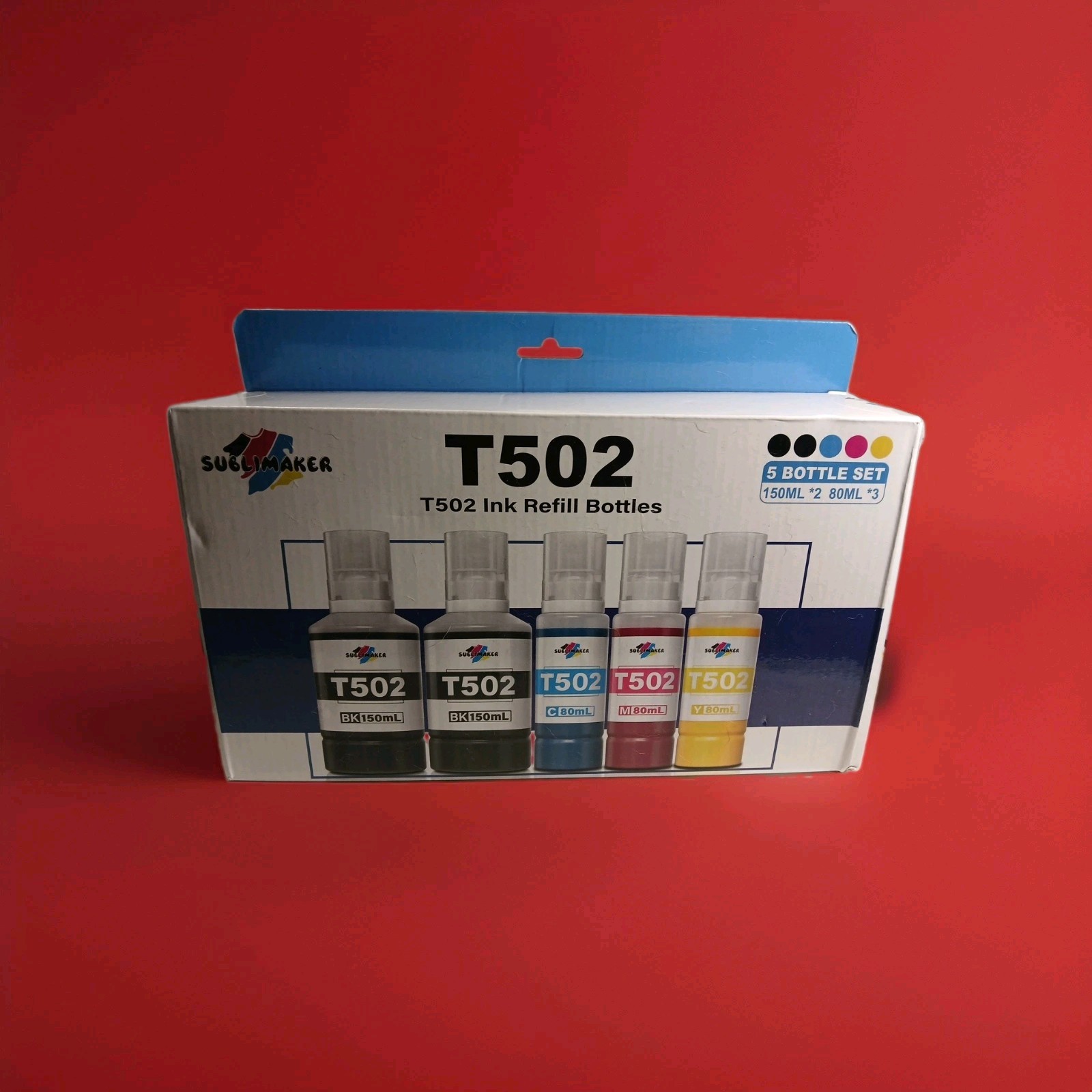 Sublimaker 5 pack Refill Ink Bottles Epson EcoTank T502 T522 Workforce ET-4750