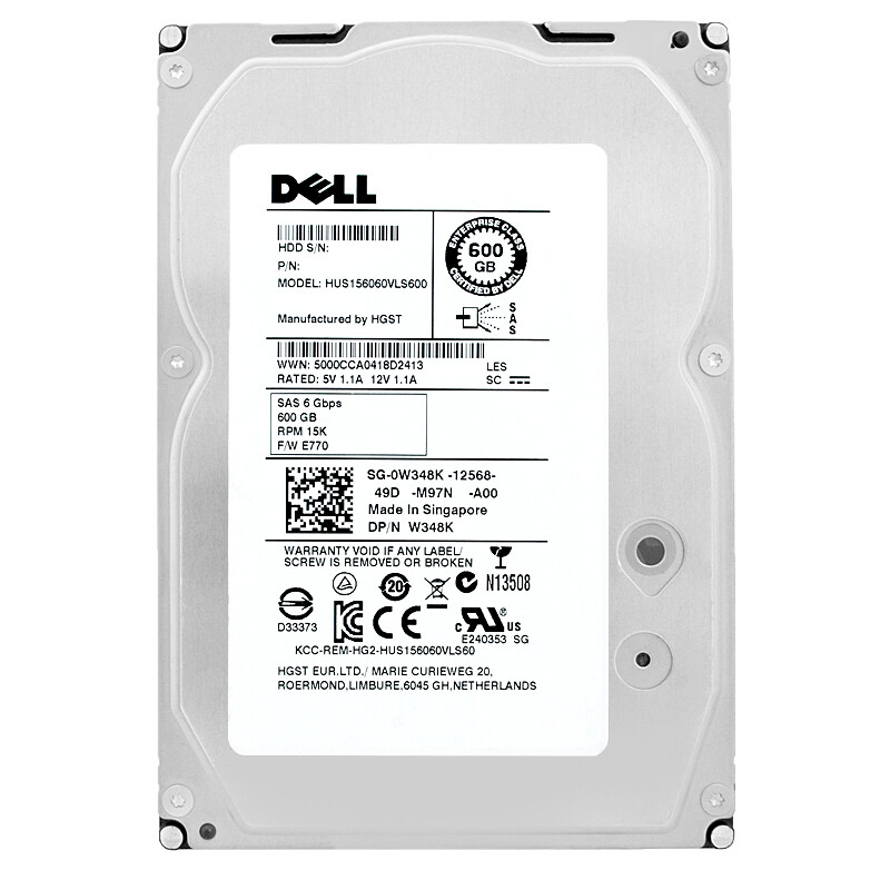 Hard Drive Dell 0W348K 600GB 15000 RPM SAS II 3.5'' HUS156060VLS600