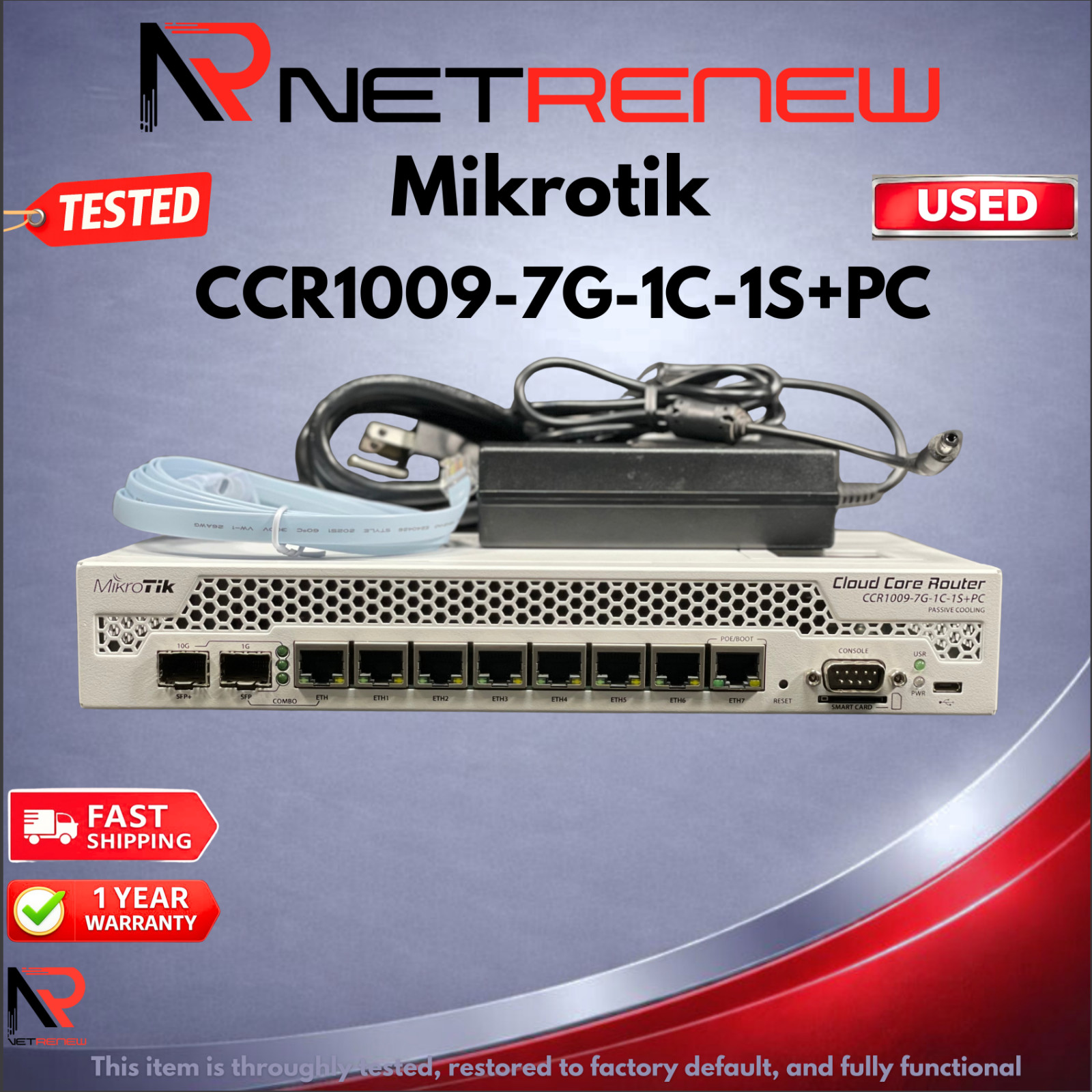 Mikrotik CCR1009-7G-1C-1S+PC Cloud Core Router w/ Power Adapter