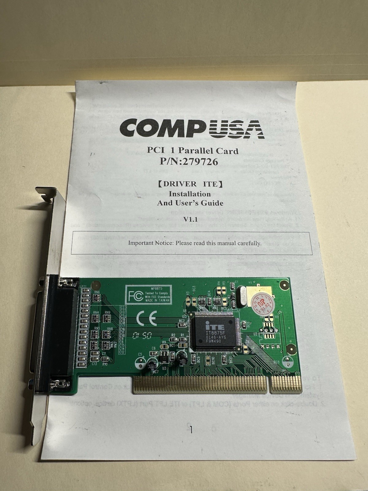 CompUSA 279726 High Speed PCI Card with 1 Parallel Port Adapter
