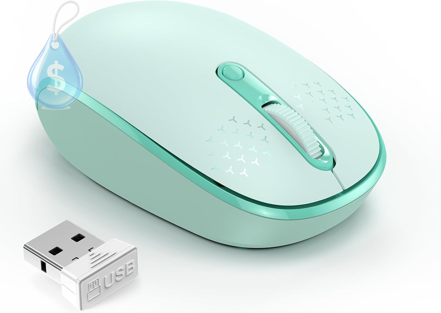 Compact Ambidextrous Wireless Mouse for Laptop Mint Green