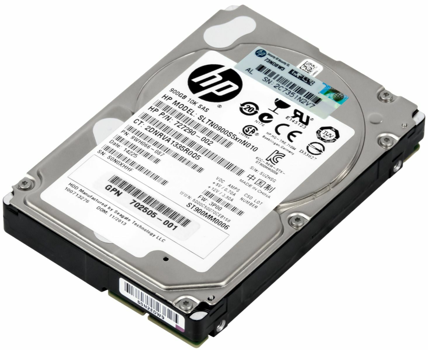 HARD DRIVE HP 727290-002 900GB 10000RPM 64MB SAS-2 SLTN0900S5XNN010 2.5"