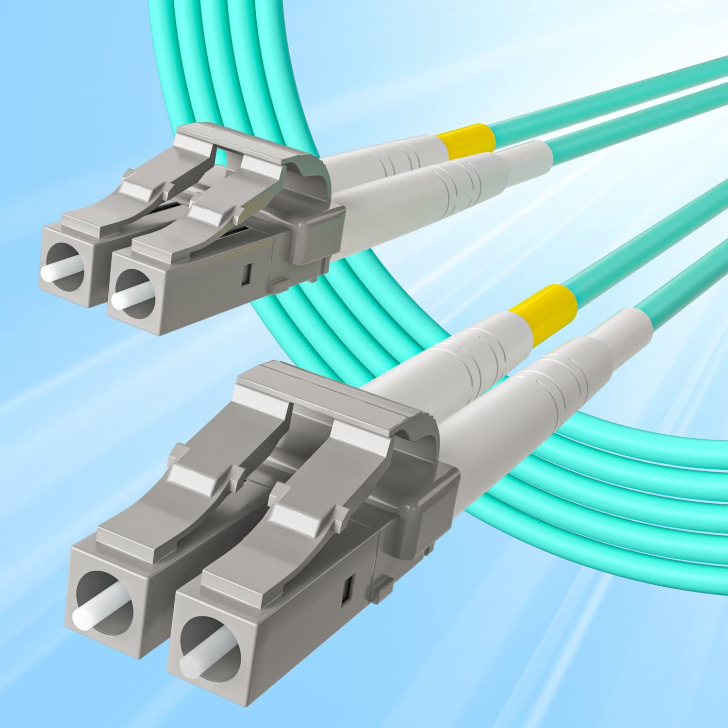 OM3 10Gtek Fiber Patch Cable LC to LC 15m Duplex Multi Mode 50um Micron 10Gb