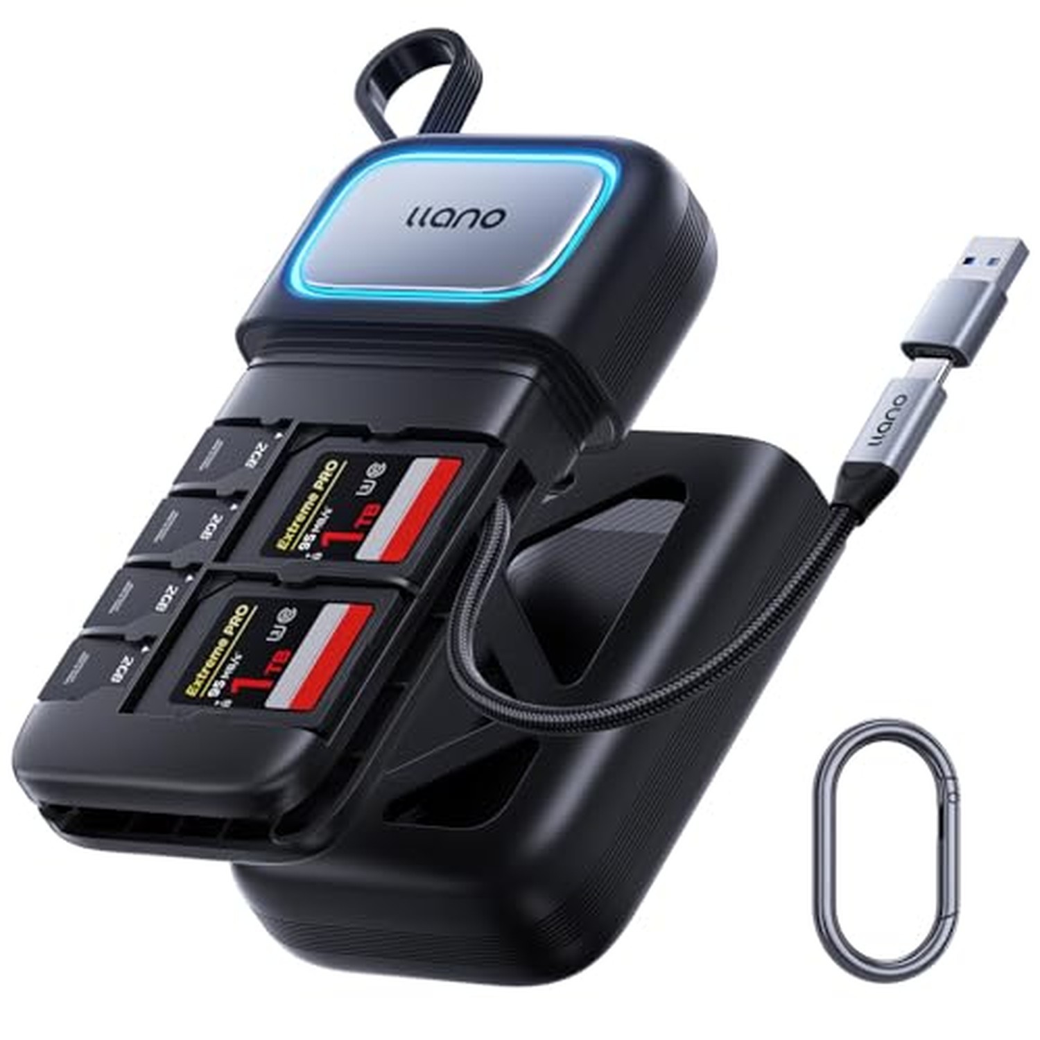 llano SD/Micro SD 3.0 Card Reader Holder Case, USB 3.2 Gen1(5Gbps) SD/TF 3.0