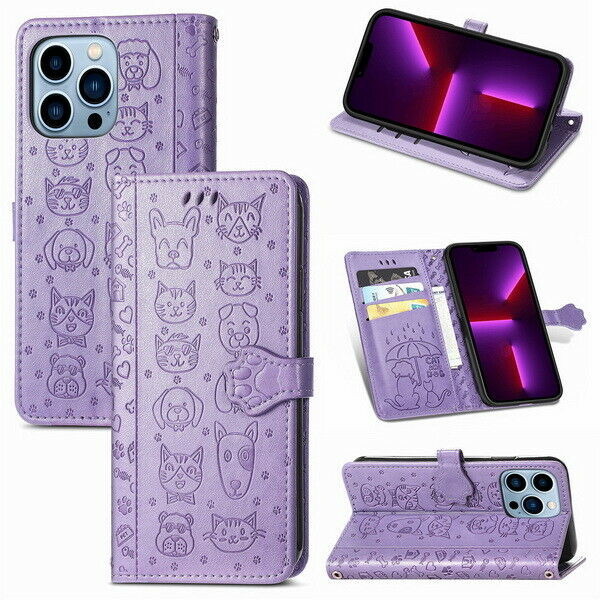 Flip Leather Cat Dog Card Wallet Cover Case For S26 S25 FE S23 S22 S21 S20FE S24