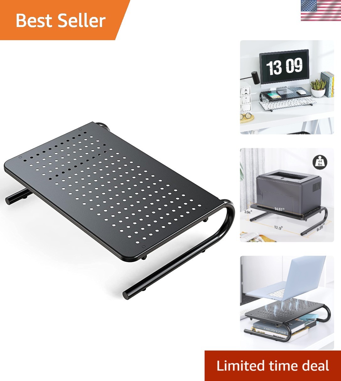 Multi-Functional Desk Organizer & Monitor Stand for Improved Workspace Comfort