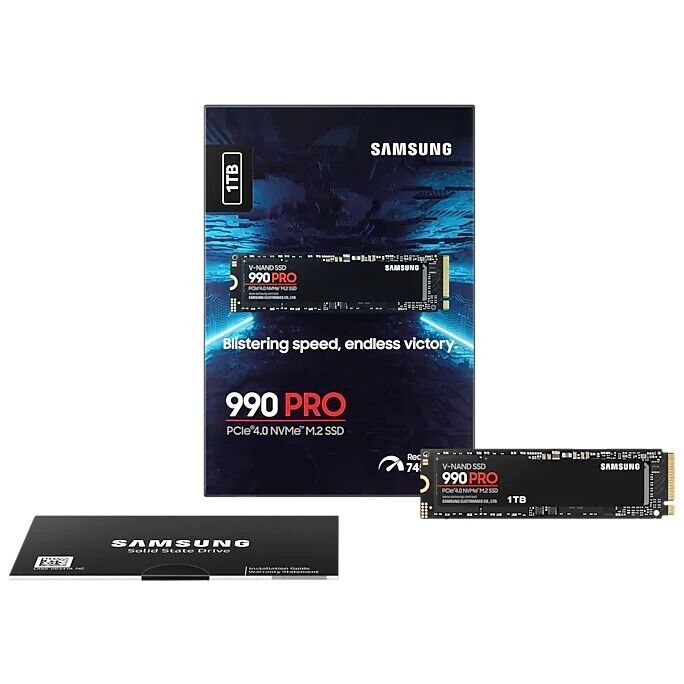 Original Samsung 990 PRO PCIe 4.0 NVMe M.2 SSD 1TB 7450MB/s Read MZ-V9P1T0BW