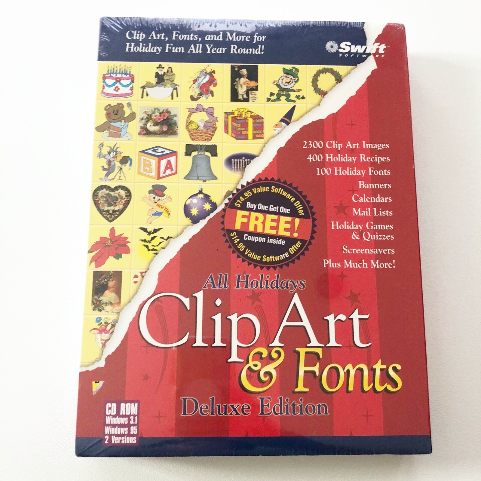 All Holidays Clip Art and Fonts Deluxe Edition CD ROM Windows 95/3.1 SEALED