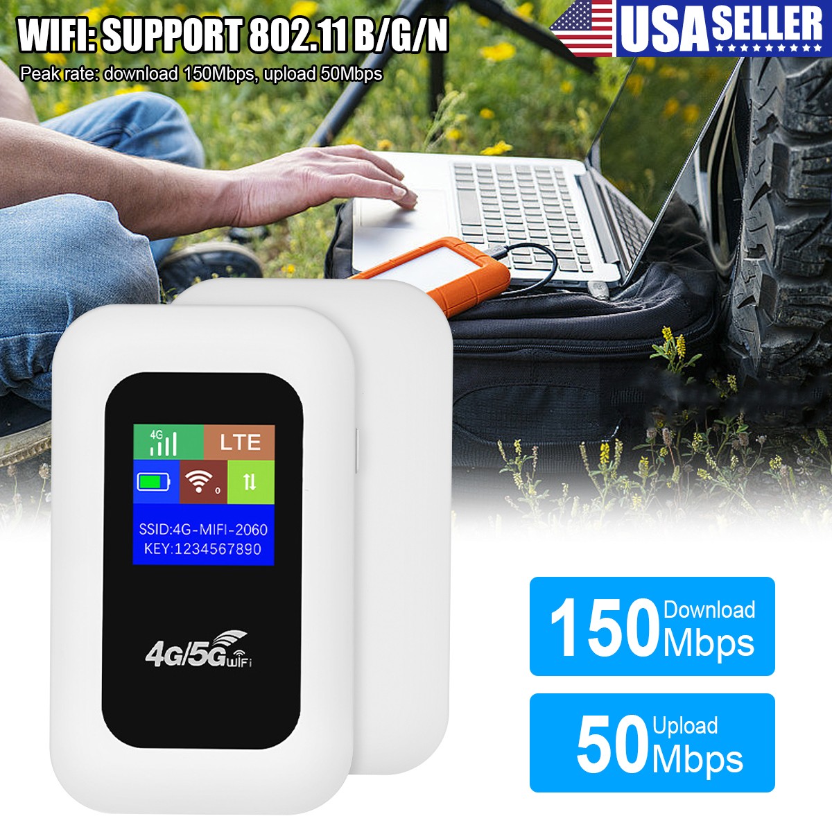 4G LTE Mobile WiFi Hotspot Router Unlocked Portable 10 Users 2100mAh