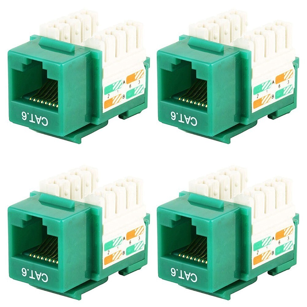 4 Pcs Cat5E RJ45 Network LAN Ethernet Keystone Jack 110 Punch Down 8P8C Green