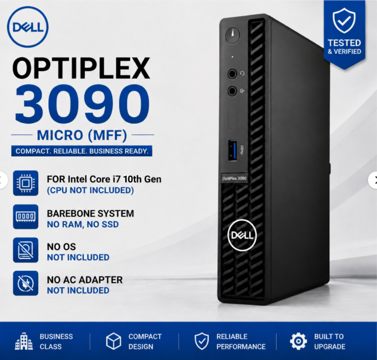 Dell OptiPlex 3090 Micro MFF For i7 10 Gen No CPU/RAM/SSD /AC Adapter Tested