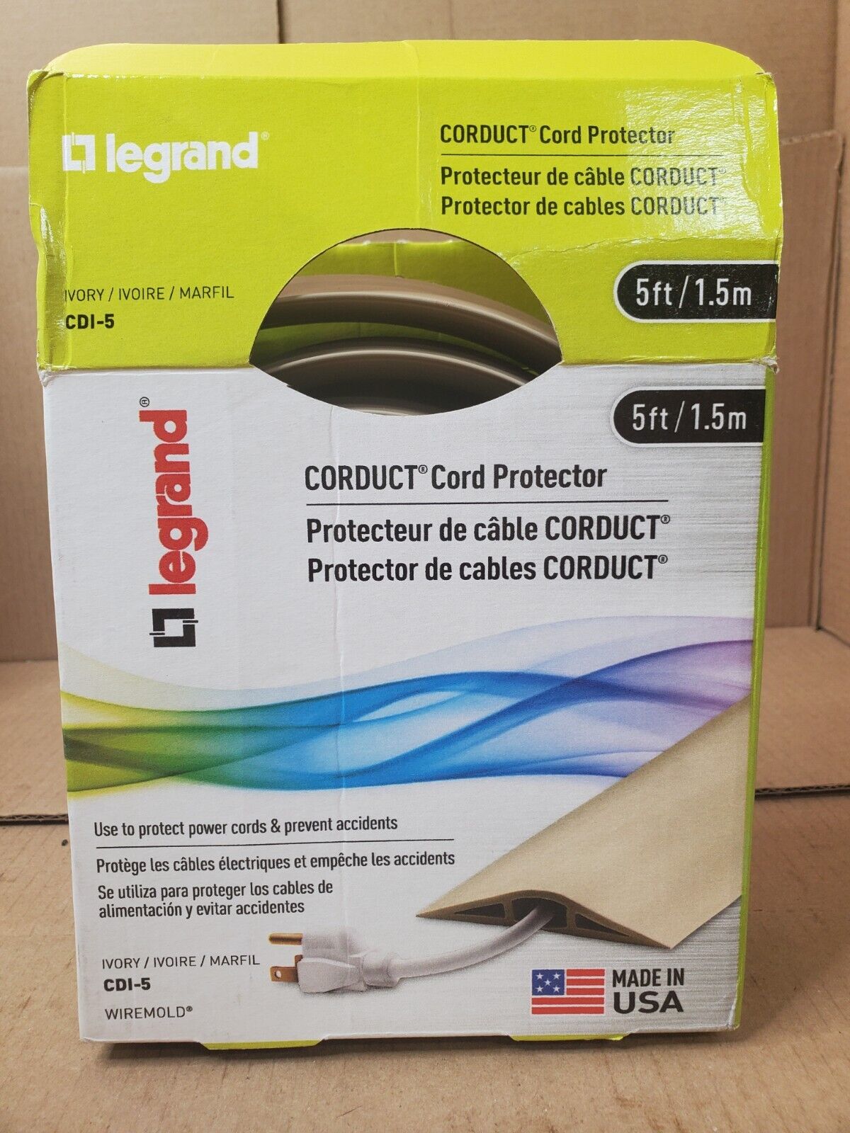 Legrand Corduct Overfloor Cord Protector (Wiremold CDI-5), 5 feet, Ivory