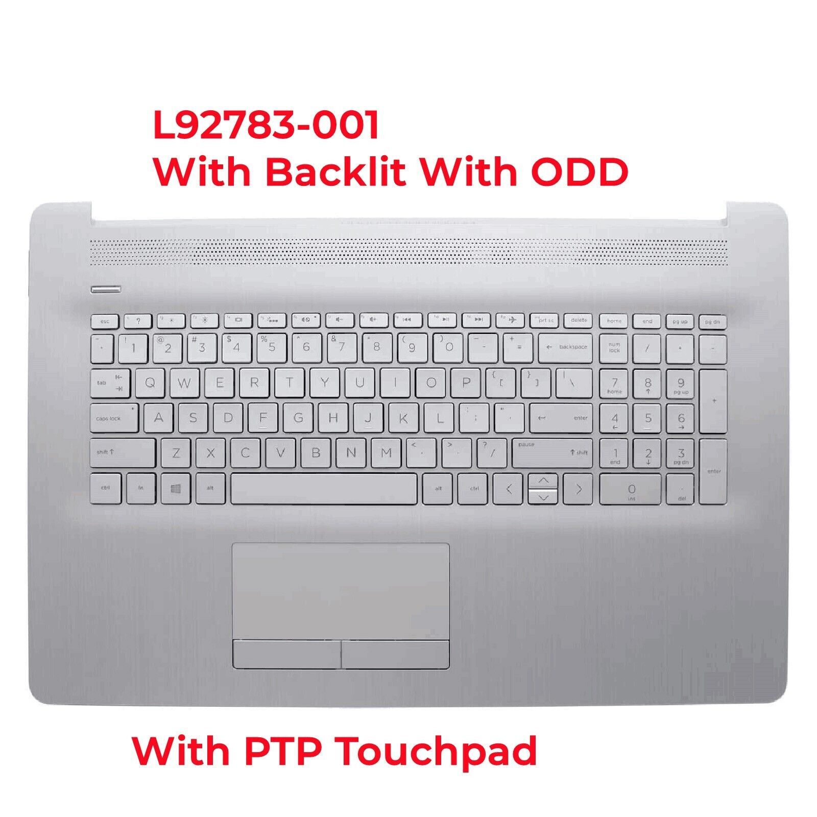 New For HP 17BY 17-BY 17-CA Palmrest Keyboard Backlit Touchpad Silver L92783-001
