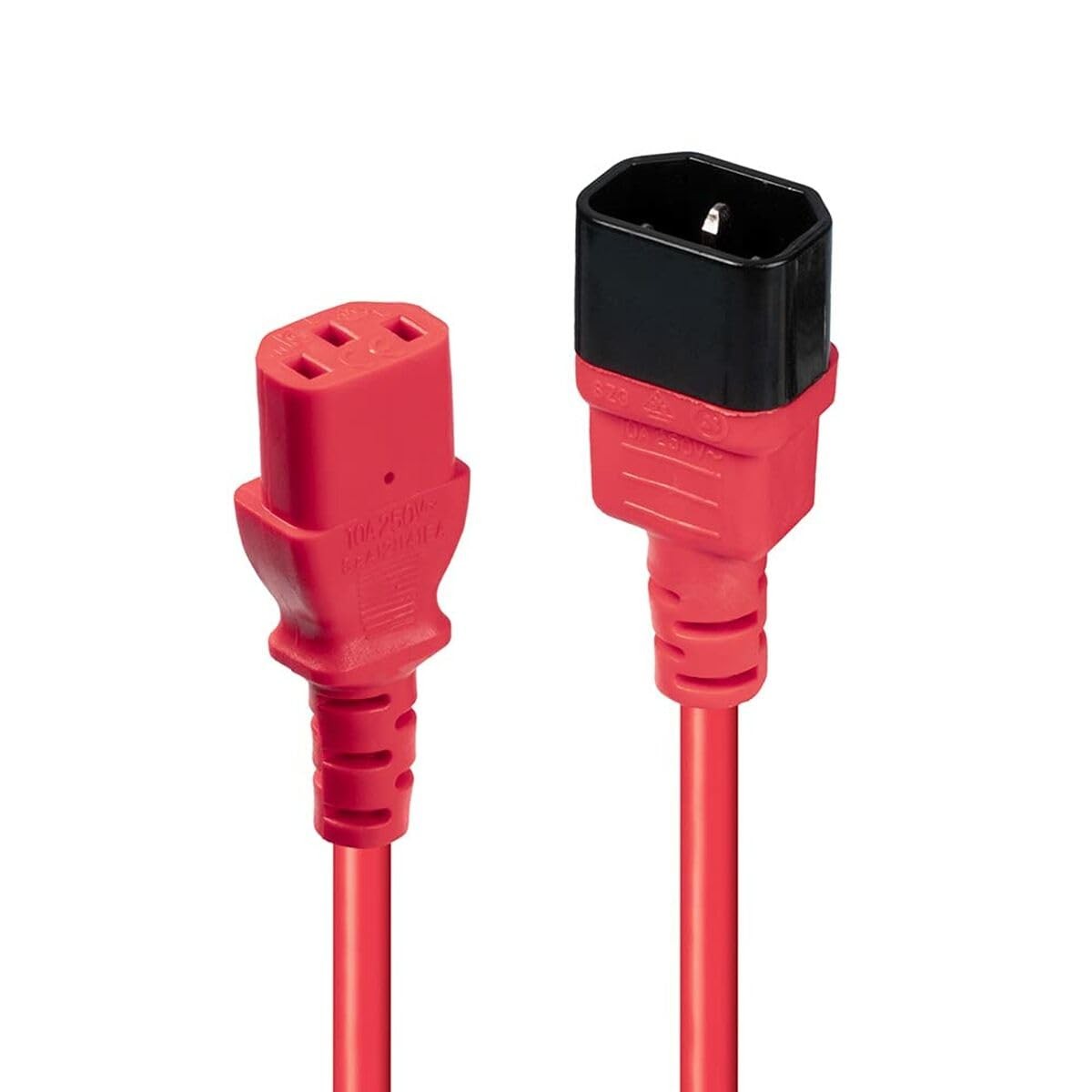 Lindy 30476 0.5m IEC C14 to IEC C13 Extension Power Cable, Red 0.5m Red