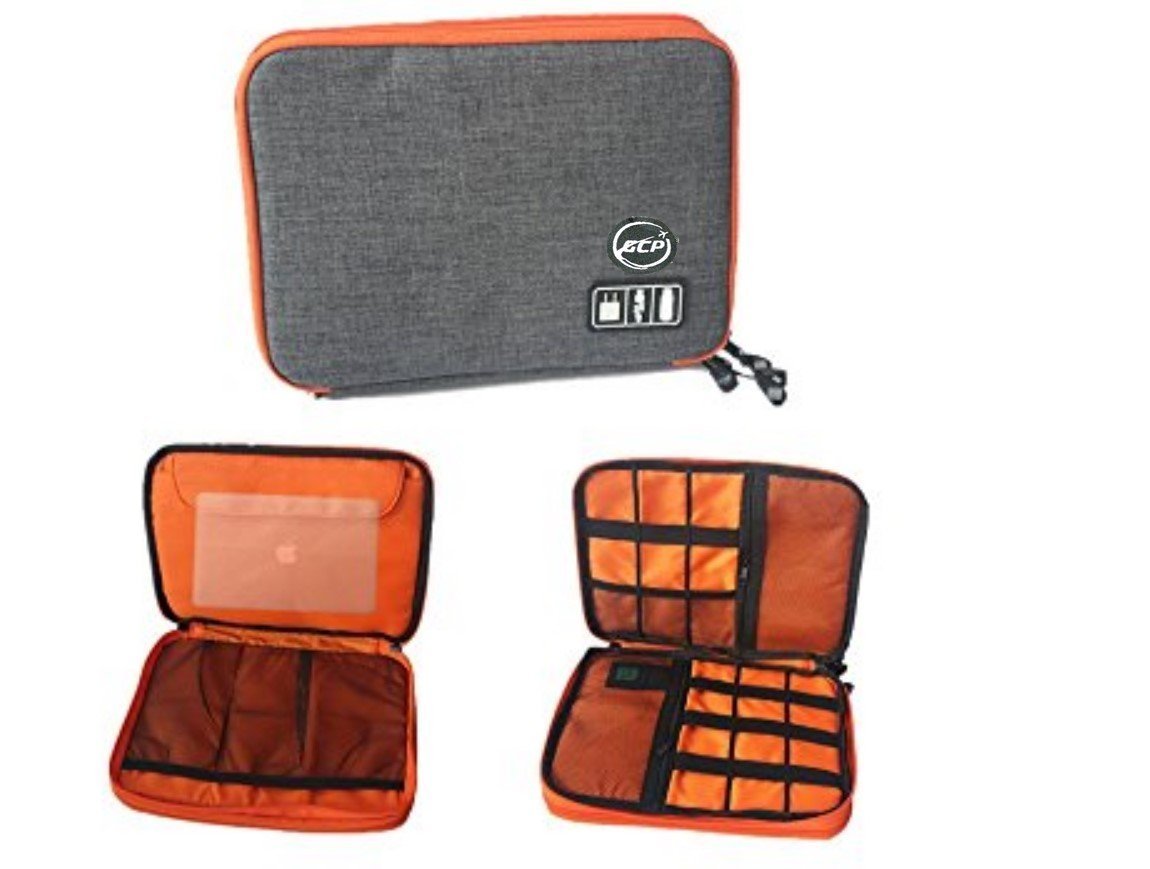 Double Layer Electronics Organizer Cable Bag Storage Case for Cords Chargers USB