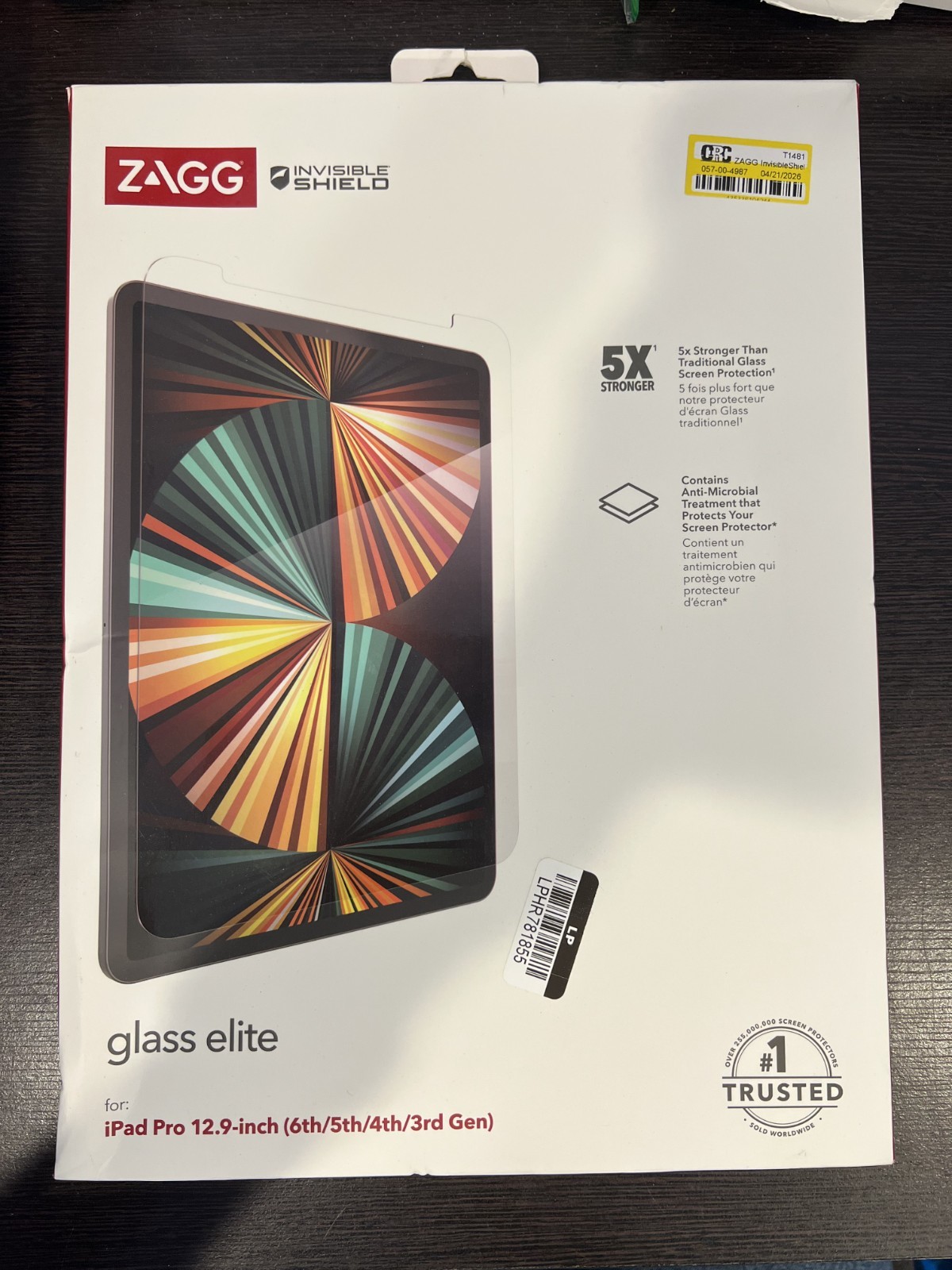Zagg InvisibleShield Glass Elite Screen Protector for 12.9" iPad Pro 3/4/5/6 Gen