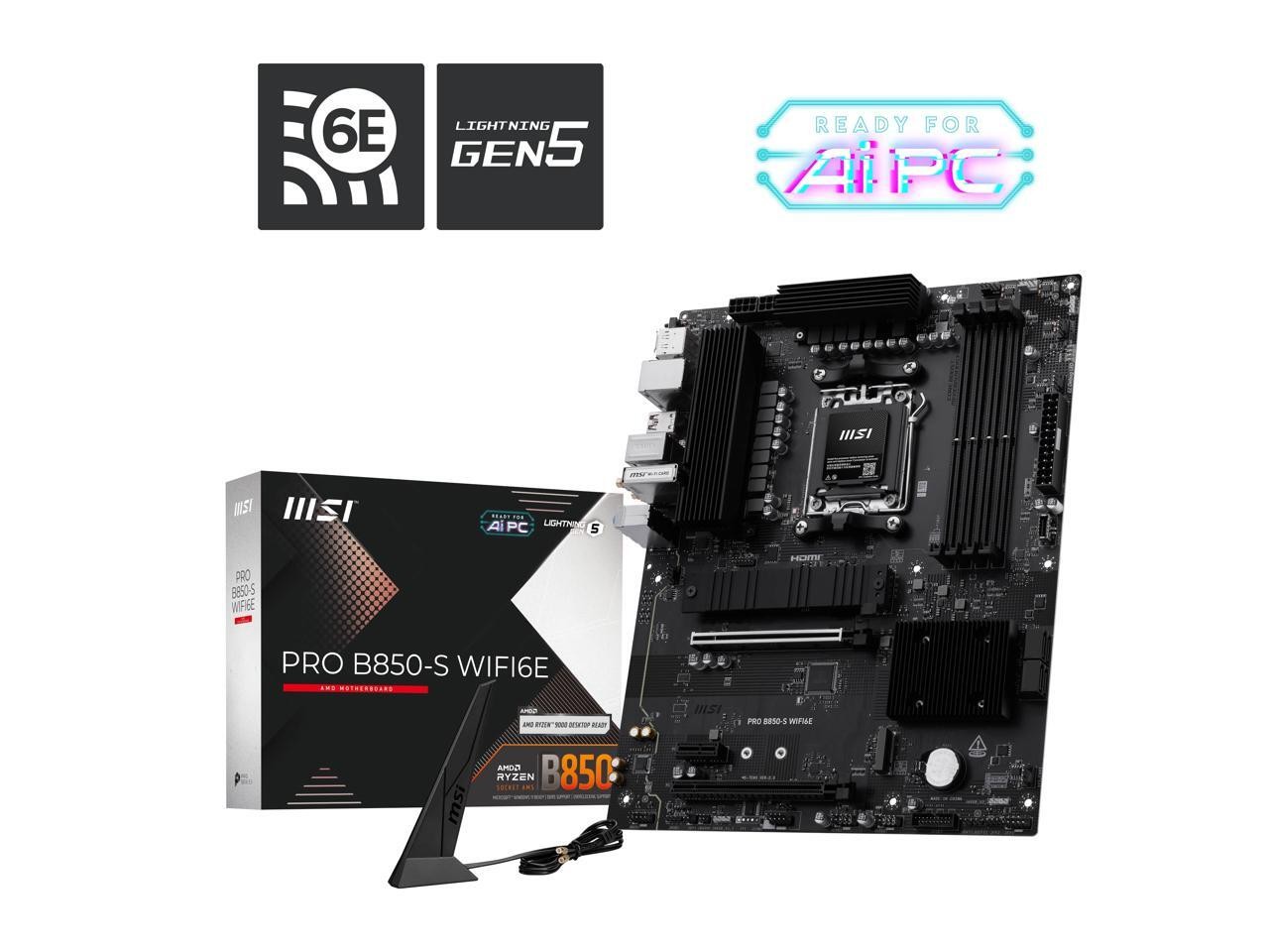 MSI PRO B850-S WIFI6E Motherboard, ATX - Supports AMD Ryzen 9000 / 8000 / 7000 P