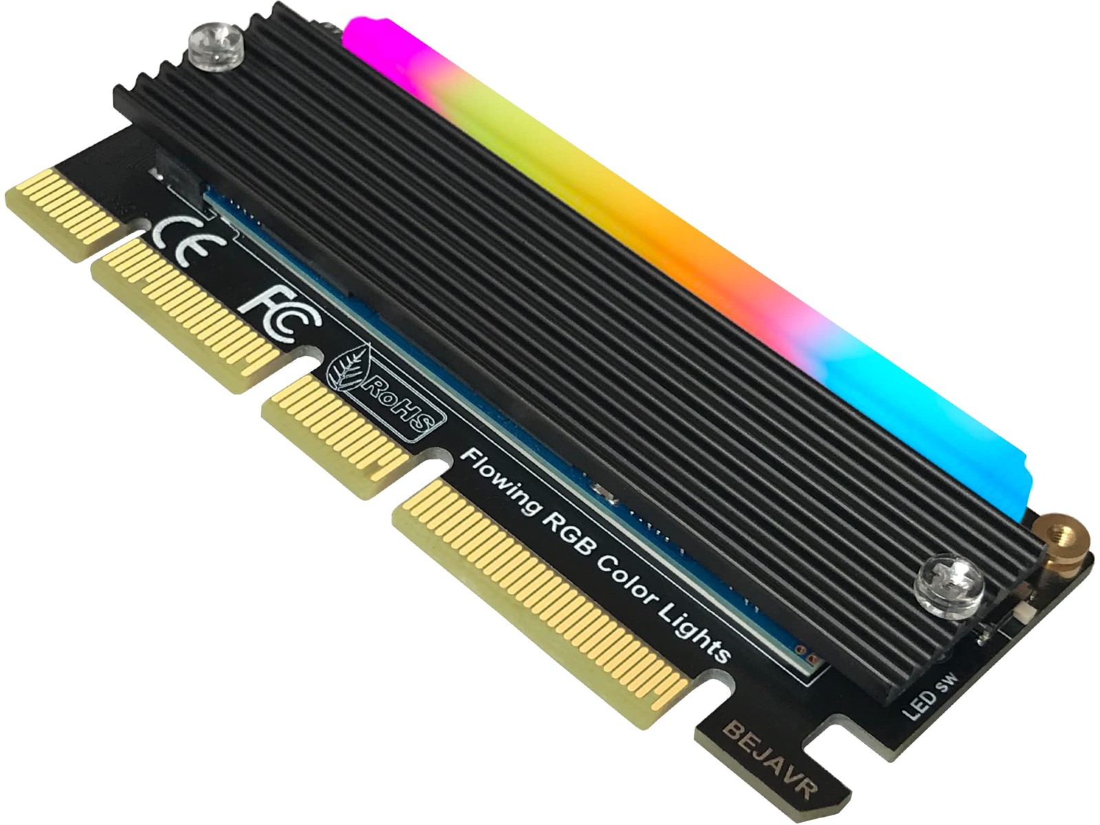 M.2 PCIe NVMe Adapter SSD Expansion Card with RGB Light Bar and Aluminum Heatsin