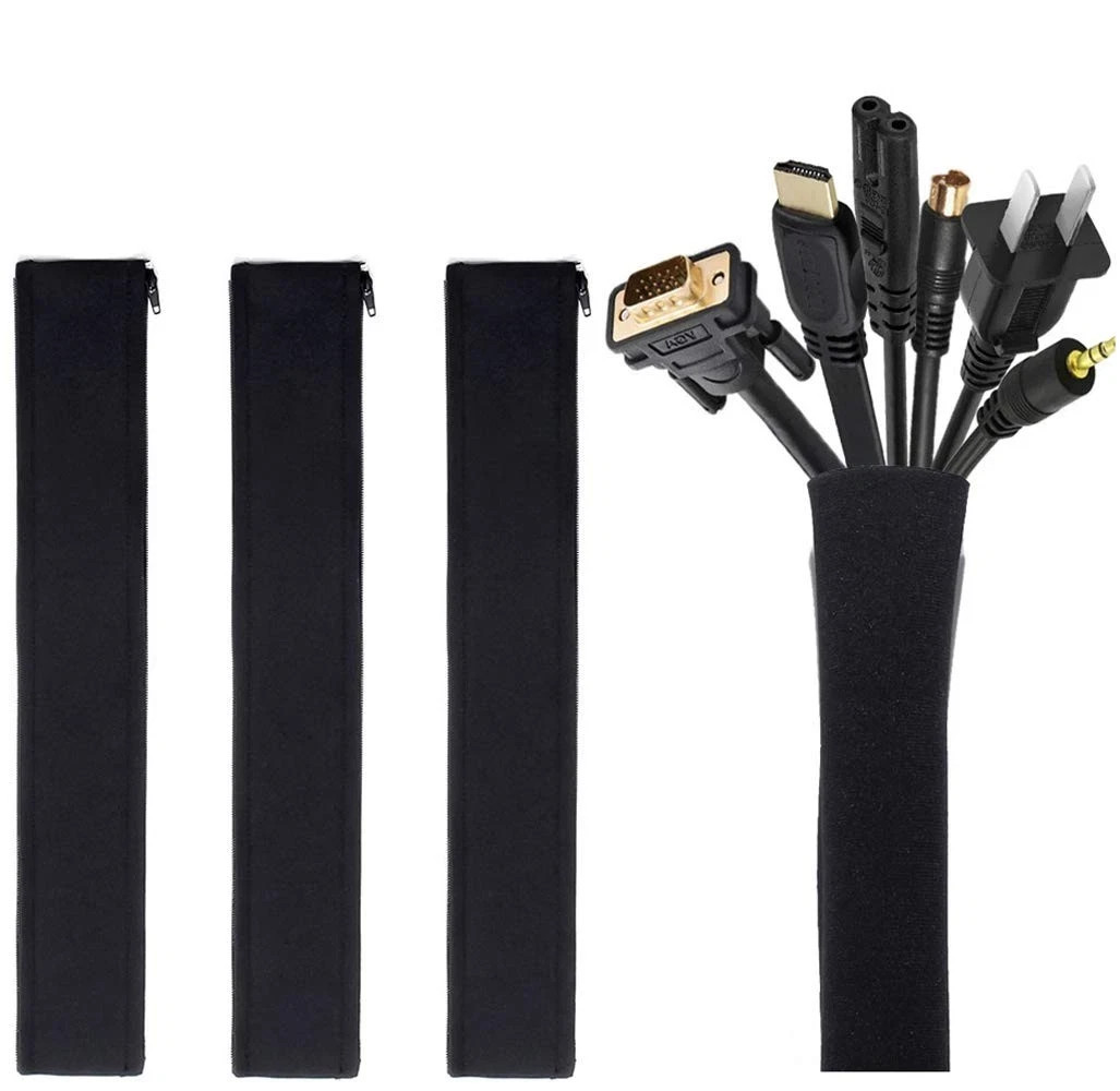 4 Pack Cable Management Sleeve, 19-20 Inches Cord Organizer System with Zippe