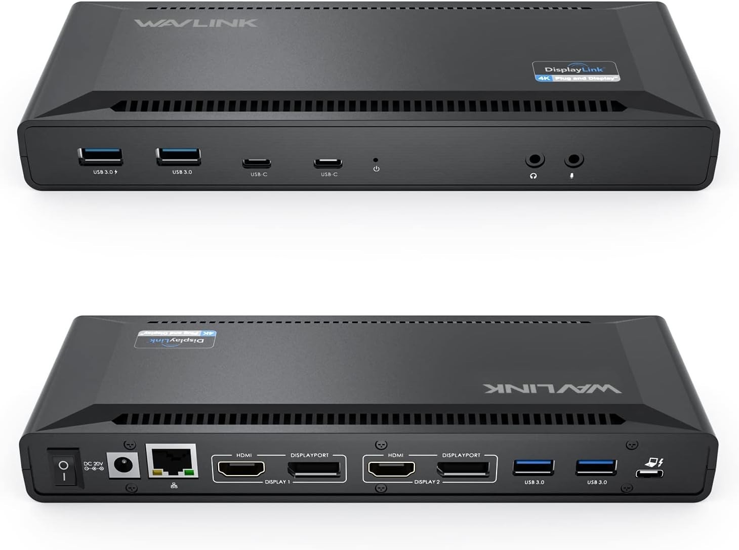 WAVLINK DisplayLink Dock Dual Monitor USB-C Dock 4K HDMI 5K DP Ethernet 100W PD