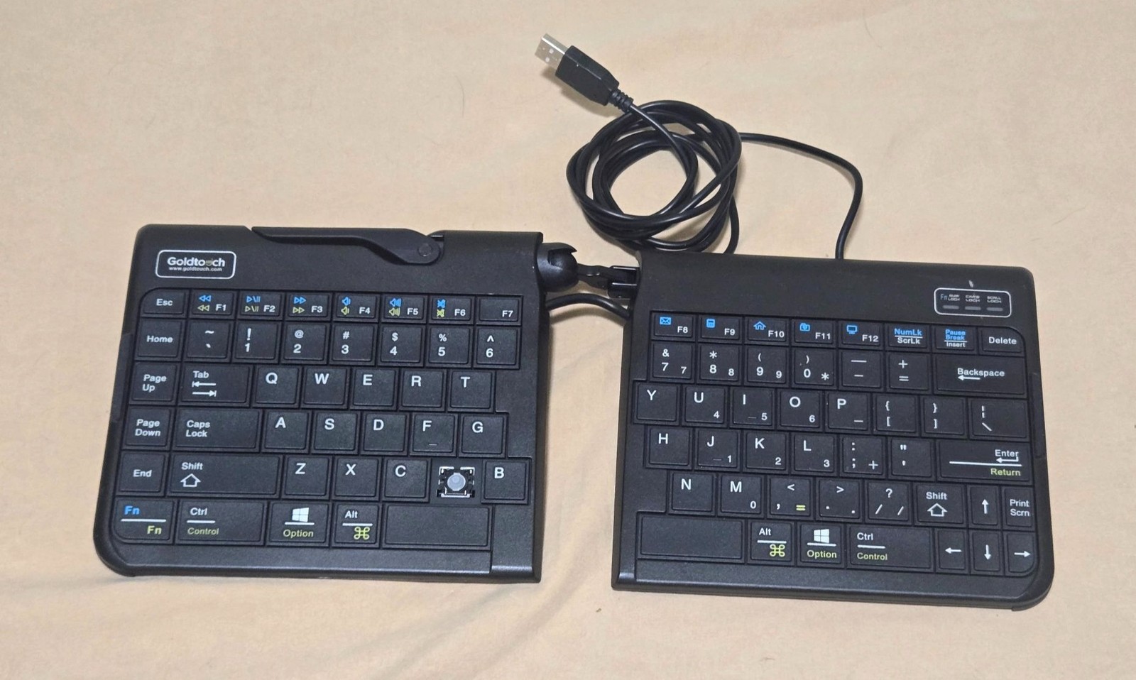 Goldtouch SK-2721 Folding USB Ergonomic Keyboard Compact Black Mac & PC TESTED 
