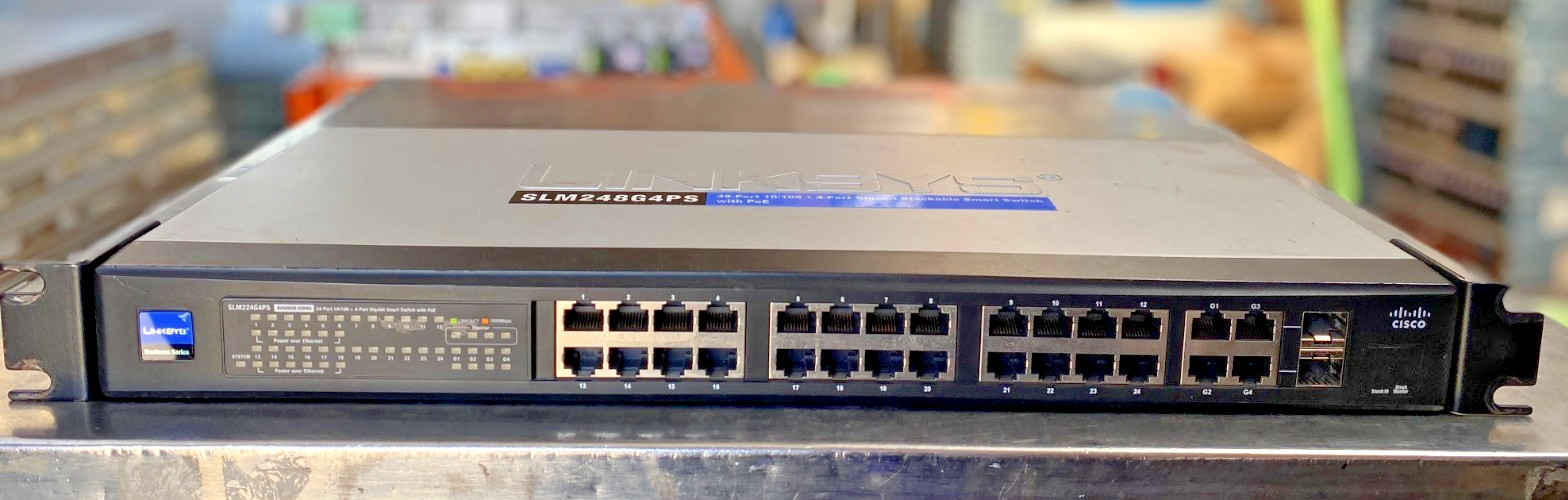 Cisco Linksys 24-Port 10/100+4-Port Gigabit Smart Switch | SLM224G4PS