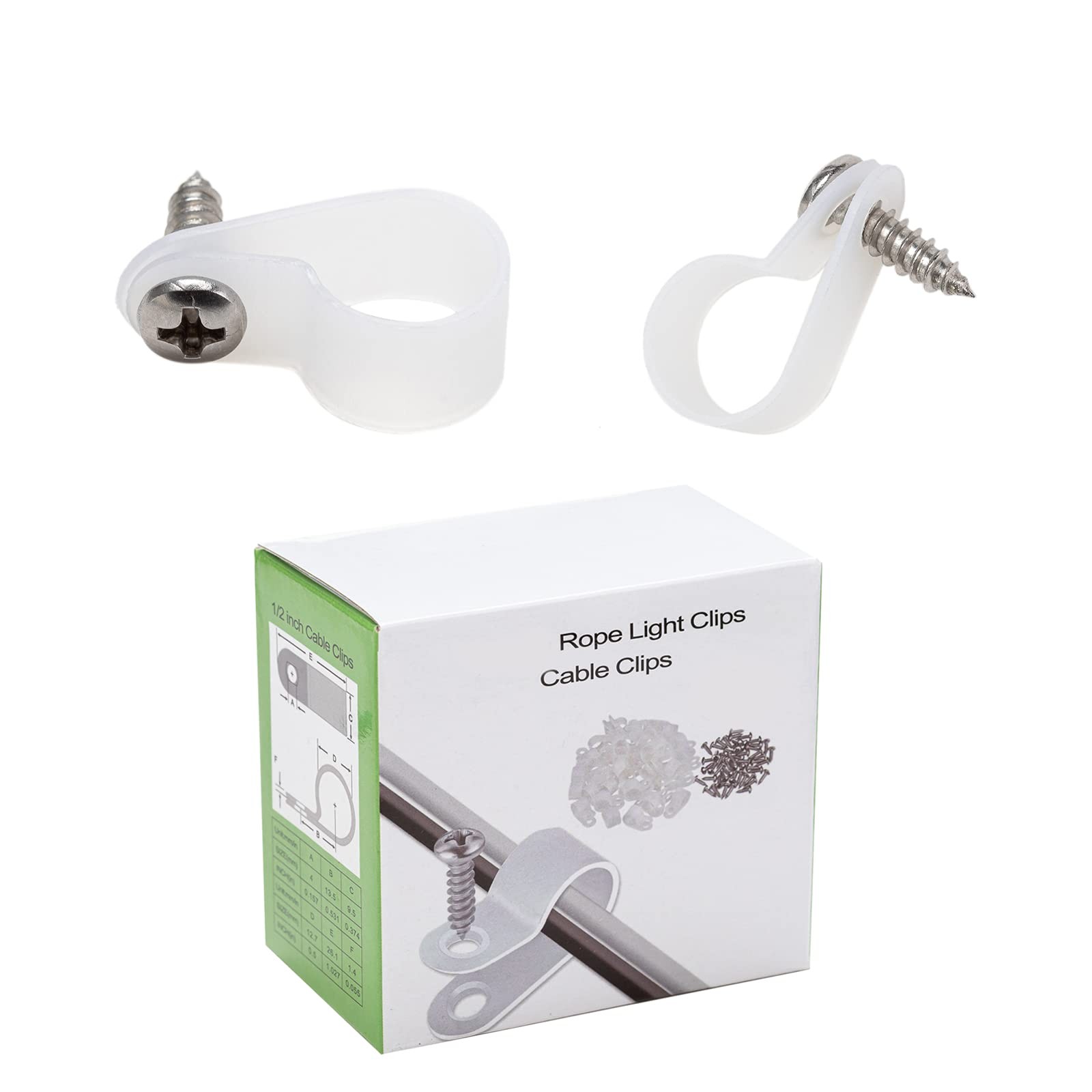 50 Pack 1/2 inch Rope Light Clips,Cable Wire Clips Clamp P-Style Mounting Cli...
