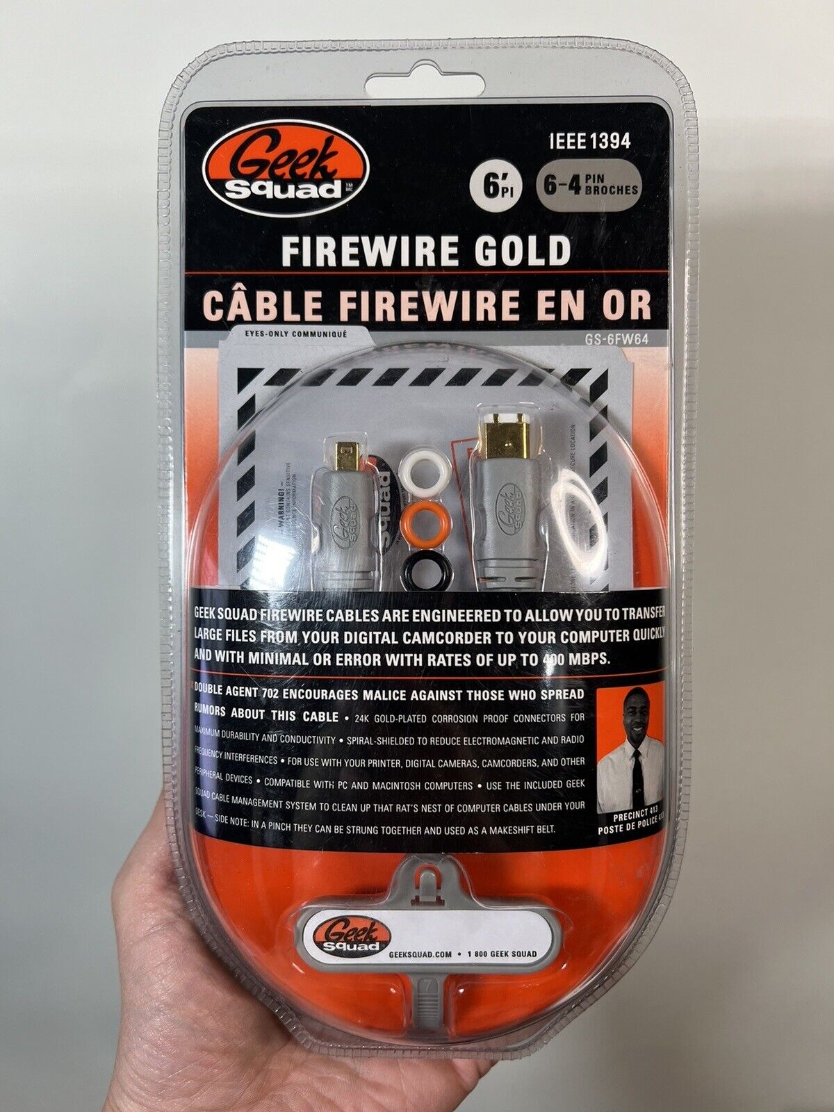 Geek Squad Firewire Gold 6’ Cable 6-4 Pin GS-6FW64 IEEE 1394 UPC:600603101731