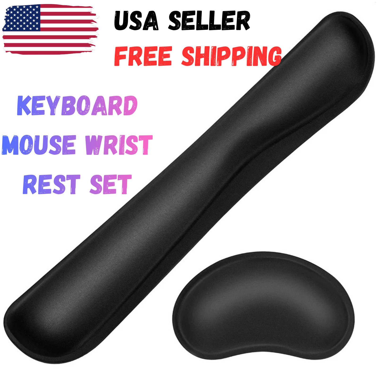 Keyboard Mouse Wrist Rest Set Memory Foam Gel Support Ergonomic Cushion