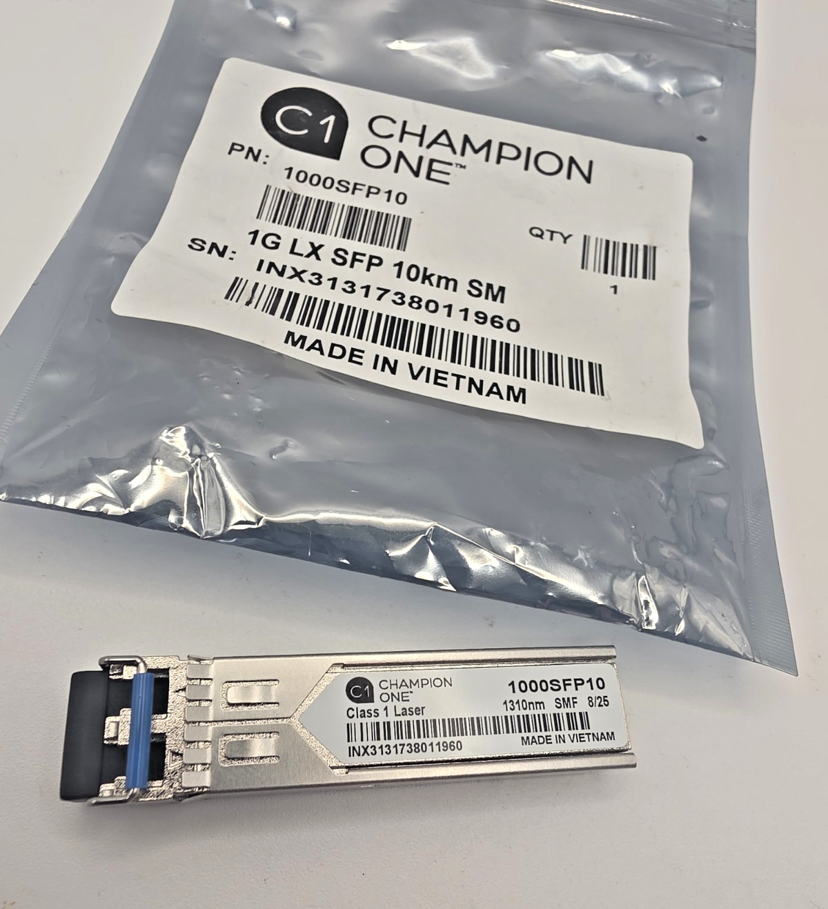Champion One 1000SFP10 1G LX SFP Transceiver 1310nm SMF 10km Single Mode New