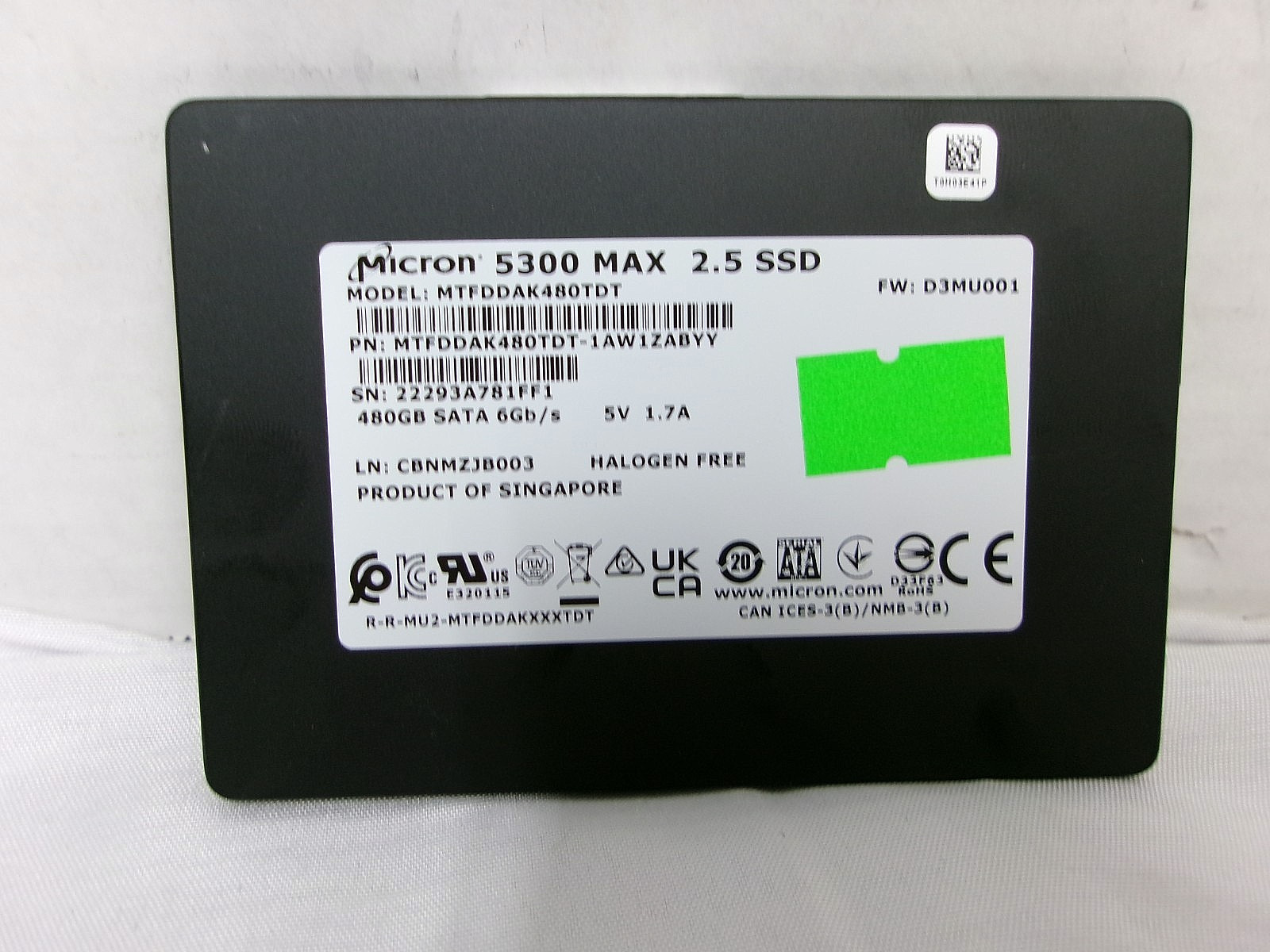 Micron 5300 Max 480GB SATA 6Gbps 2.5in SSD MTFDDAK480TDT GOOD HEALTH