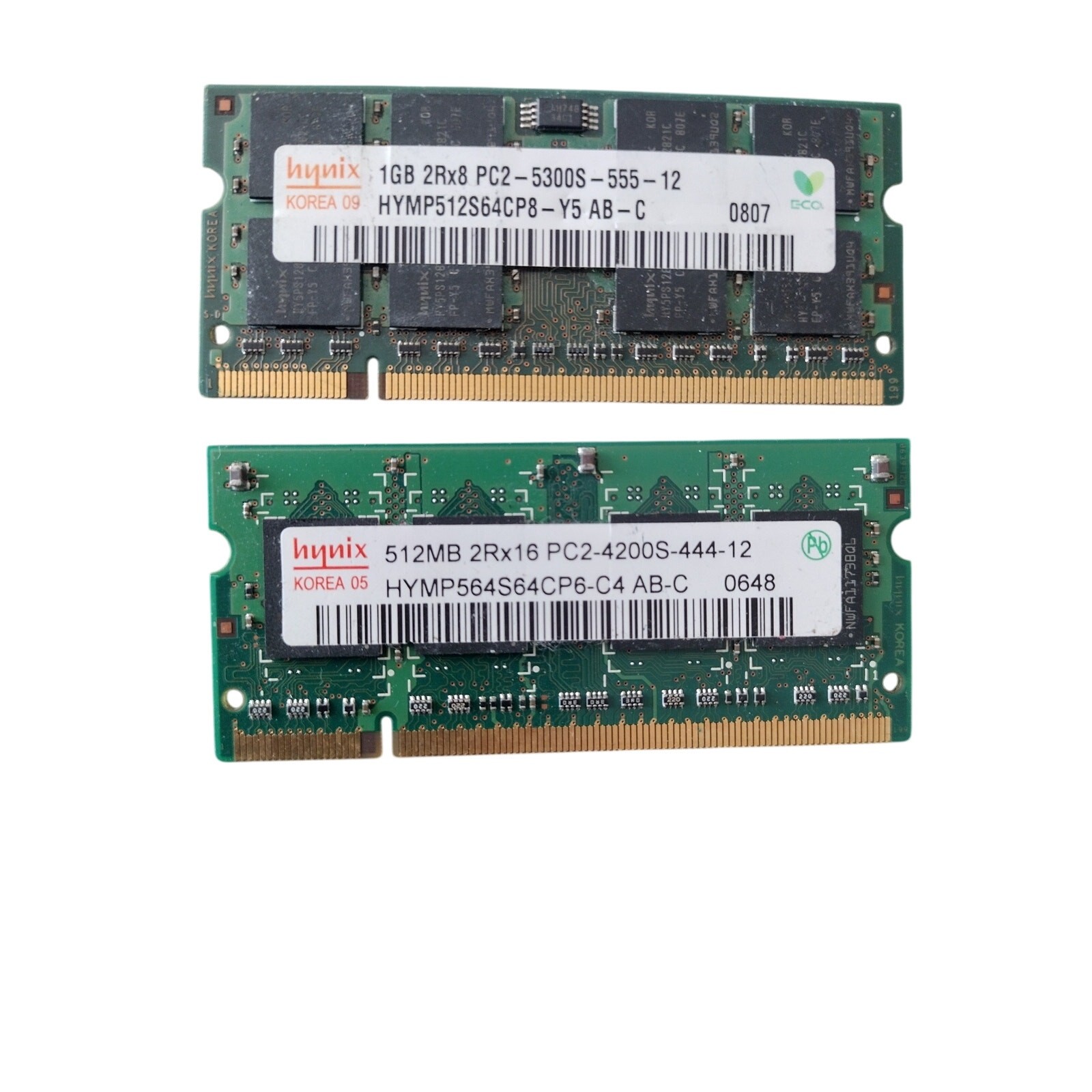 Vintage Hynix Laptop RAM Lot - 1.5GB Total DDR2 SODIMM - PC2-5300S & PC2-4200S