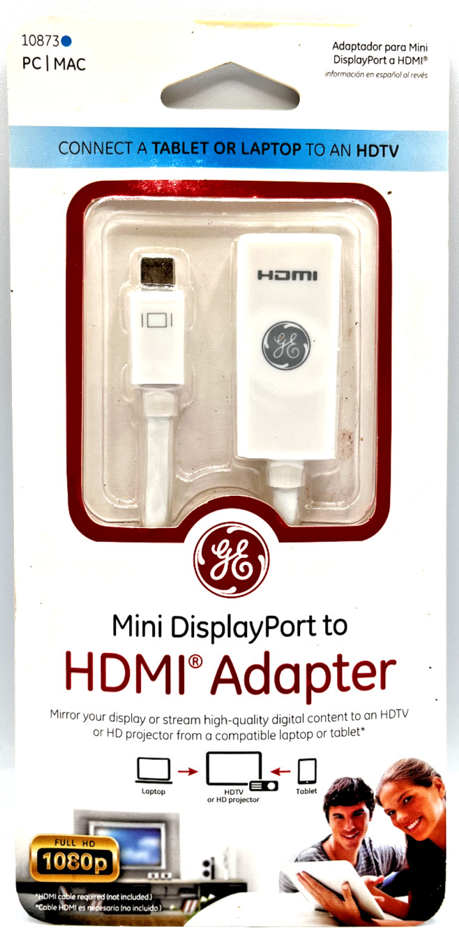 GE MINI DISPLAY PORT TO HDMI ADAPTER 1080P PC/Mac 10873 Read Description