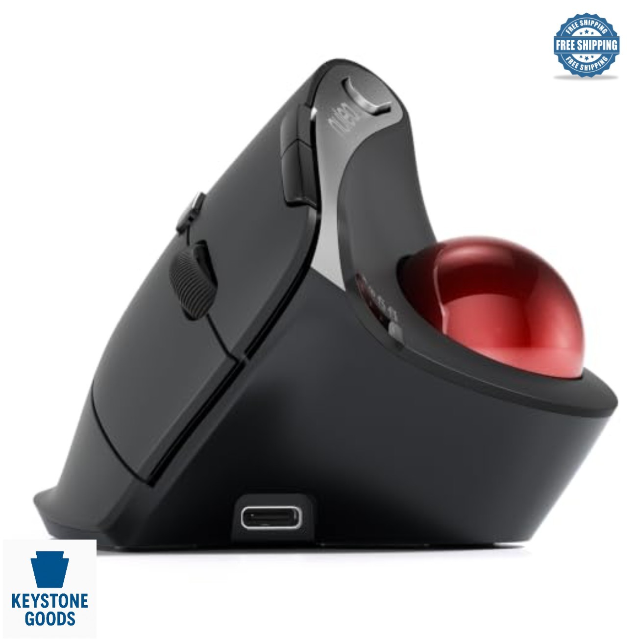 Wireless Trackball Mouse 54 Degree Vertical Ergonomic Thumb Control Bluetooth