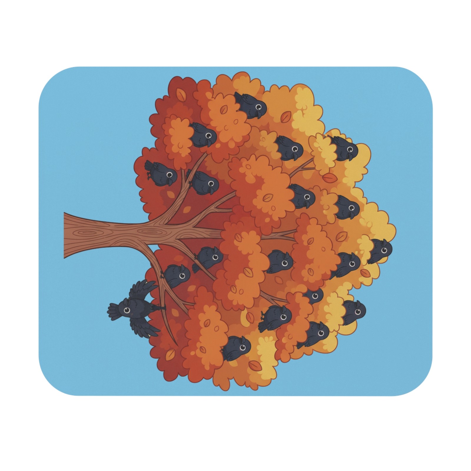 Fall Halloween Tree Raven Mouse Pad (Rectangle) bird lover office desk