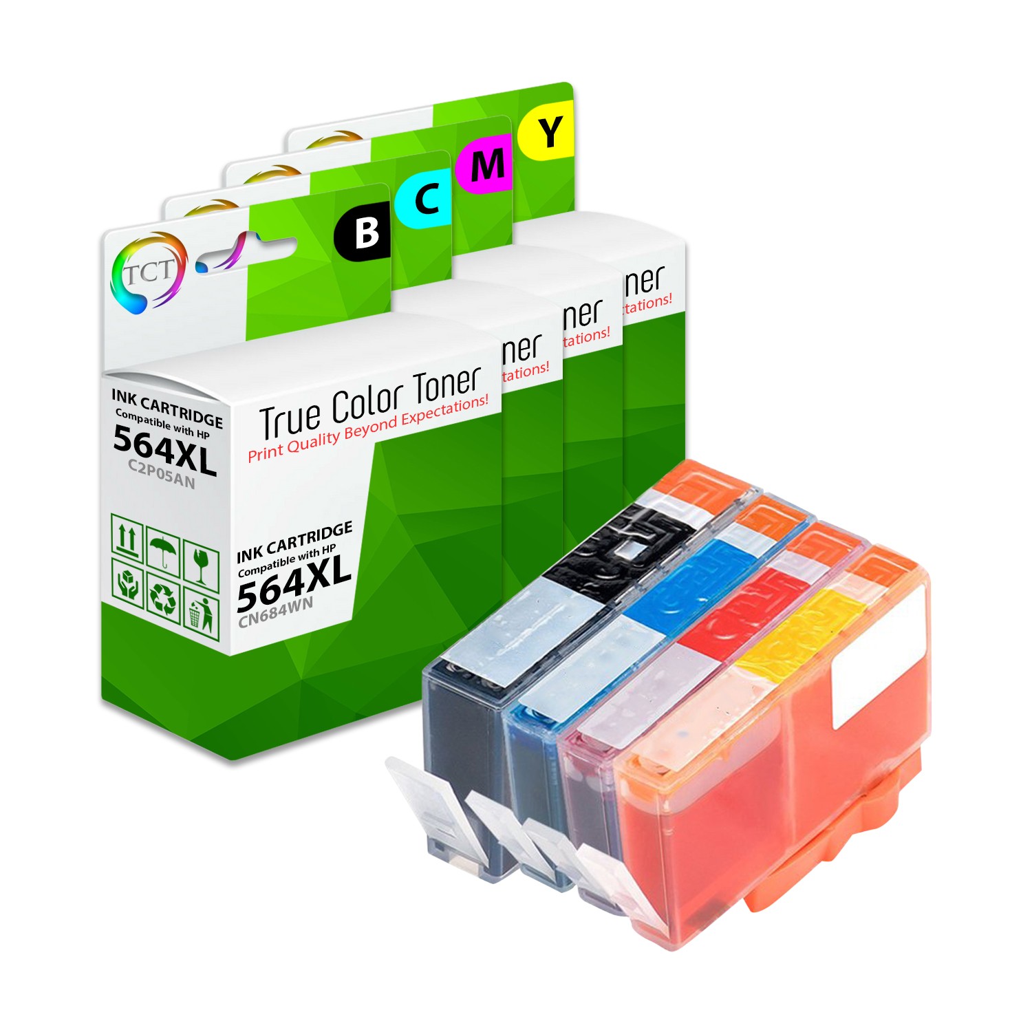 4Pk TCT Compatible 564XL 564 HY Combo For HP 7520 7510 6510 6520 Ink (BK C M Y)